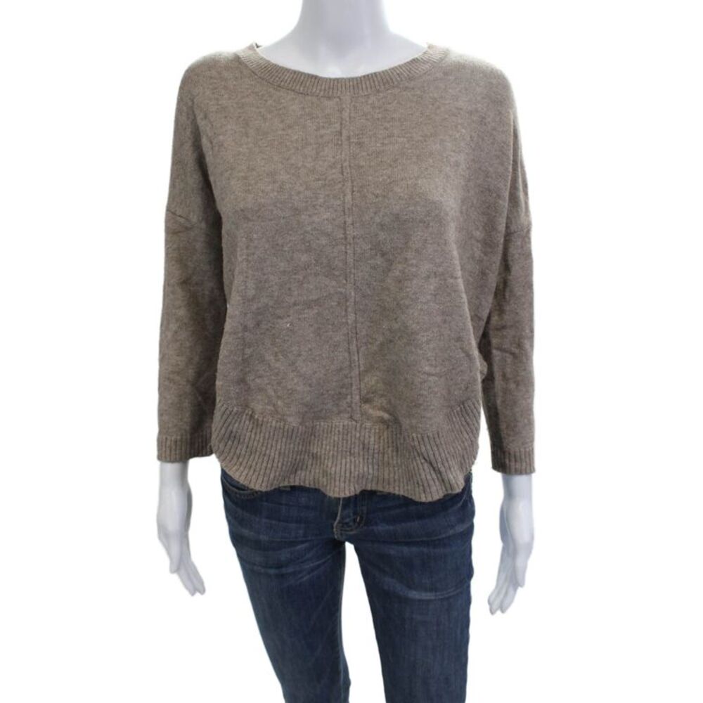 Moth Anthropologie Unisex Beige Pullover Sweater 3/4 Sleeve Size XS